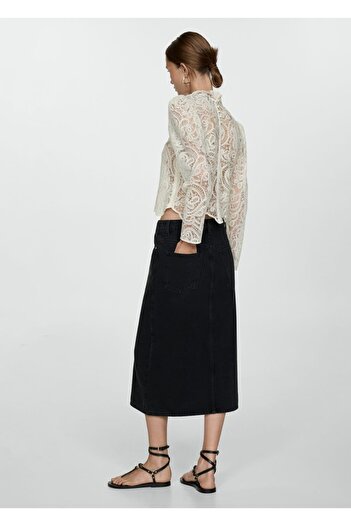 MANGO Woman Midi denim etek