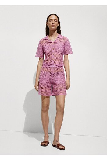 MANGO Woman Crochet Flower Shorts