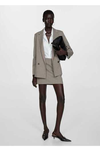 MANGO Woman Mini Skirt - Houndstooth Patterned