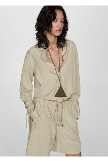 MANGO Woman Wideleg Lyocell Bermuda Shorts