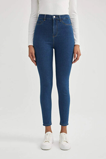 DeFacto Pantaloni Jeans de damă B7498ax/nm28 Mid Blue