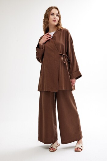 QANU Brown Linen Kimono