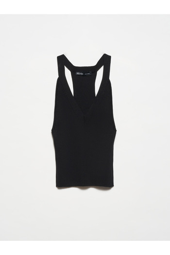 Dilvin 10401 V-Neck Swimmer Knitwear Undershirt-Black