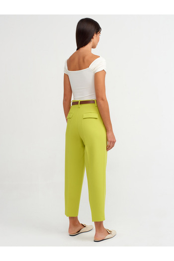 Dilvin 71292 Belted Carrot Fit Culottes-Pistachio Y.