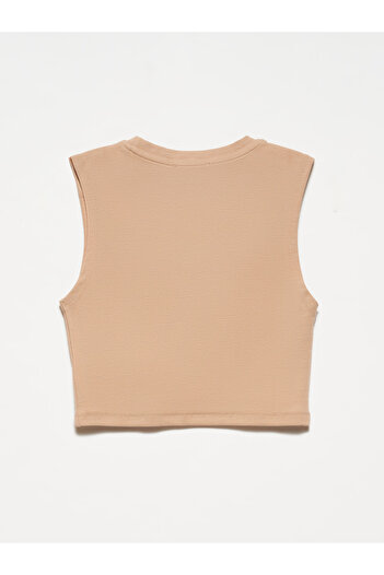 Dilvin 30125 Crop Top-Μπεζ