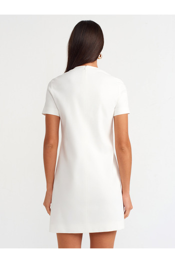 Dilvin 90899 Rochie albă mini cu decolteu