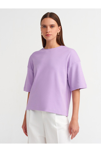 Dilvin 31067 Lilac Cotton Padded T-shirt
