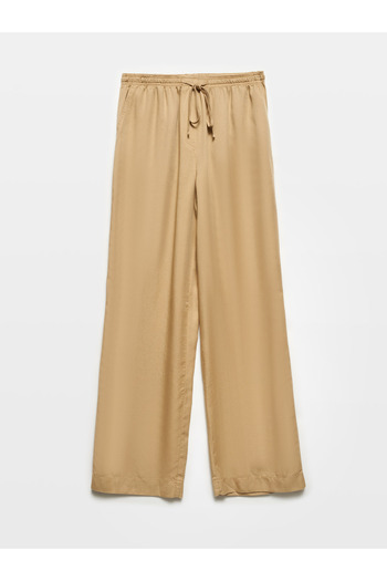 Dilvin 71536 Camel Draped Waist Tied Trousers