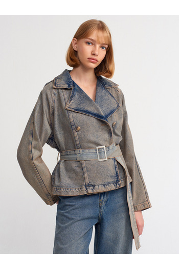 Dilvin 65335 Tintli Short Trench Coat-Tint