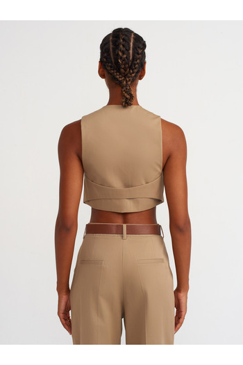 Dilvin 60553 Model Camel Colored Short Vest