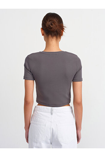 Dilvin 30124 Smoked Crop T-shirt