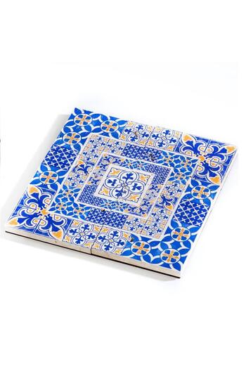 Anadolia Blue And Yellow Tile Travertine Trivet