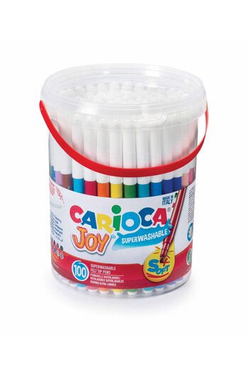 CARIOCA Joy Super Washable Felt Tip Crayons 100 Pieces (Bucket)
