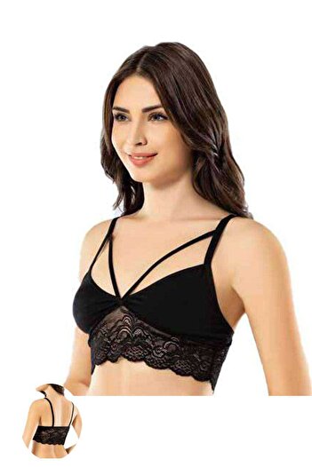 İntive Lingerie Kota 4 Pieces Black Lace Bustier 6342