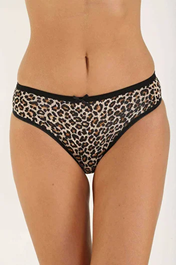 Royaleks 10 Pieces Leopard Patterned Lycra Soft Textured Women's Slip Panties