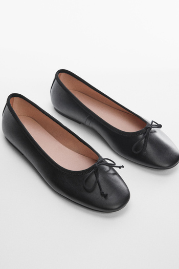 MANGO Woman Bow Leather Ballerina
