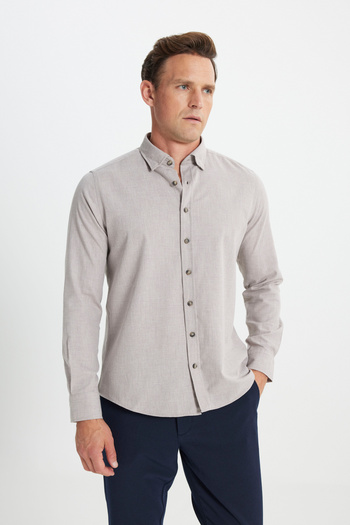ALTINYILDIZ CLASSICS Χειμερινό ανδρικό πουκάμισο - Slim Fit, Slim Fit, Button Collar, Oxford Flannel