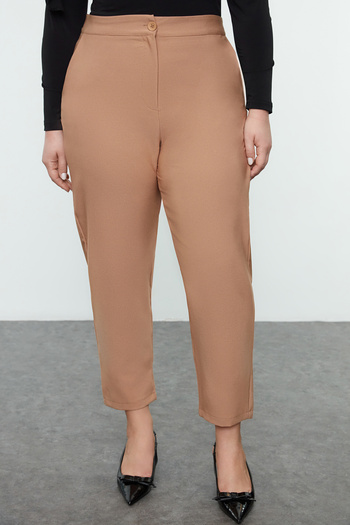Trendyol Curve Παντελόνι από ύφασμα βιζόν - Cigarette Cut Tbbaw23Ar00051