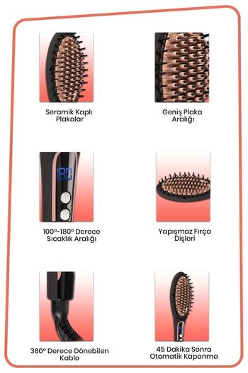 GOLDMASTER Jasmin Digital Display Tourmaline Ceramic Ionic Hair Straightener Brush Comb