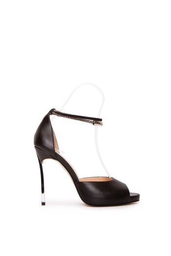 Cengiz Gümüş Leather Ankle Stone Banded Heeled Women's Shoes