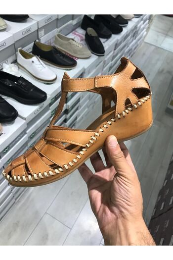 Brs Casso Önü Kapalı Dolgu Deri El Yapımı Sandalet