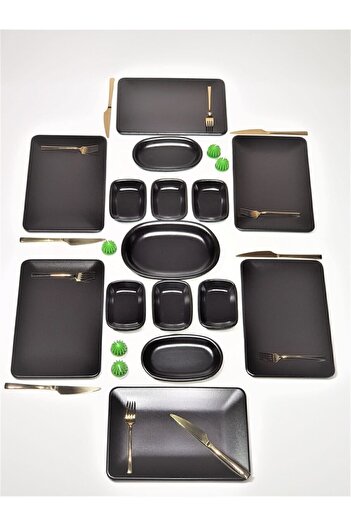 GULHANILE Square 15 Piece Breakfast Set for 6 Persons Matte Black