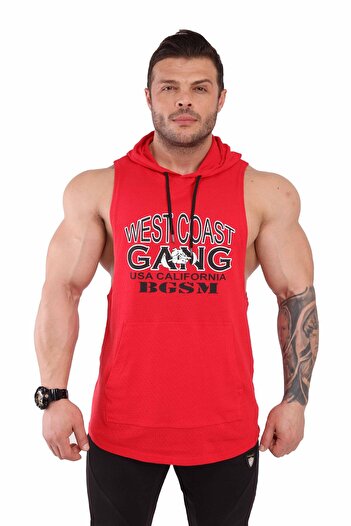 Big Sam Hooded Mesh Sleeveless Fitness T-shirt 2306