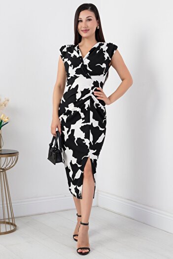 PULLIMM Slit Detailed Double Breasted Collar Dress - NY4303