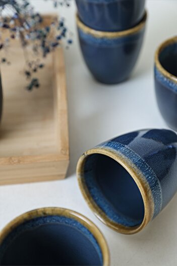 Keramika Cana Shizen Blue Latte - 8 Cm, 6 Bucăți Q39