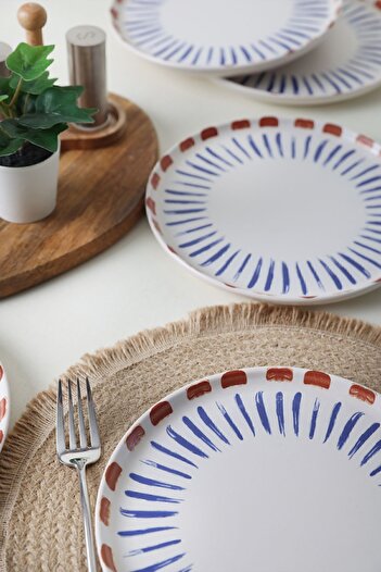 Keramika Red Line Cake Plate 22 Cm 6 Pieces 21606