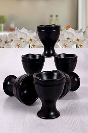 Keramika Matte Black Juliet Egg Cup 07 Cm 6 Pieces