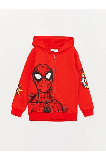 LC Waikiki LCW Kids Hooded Spiderman Printed Long Sleeve Boys' Zipper Sweatshirt