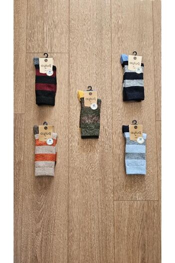 Aytuğ AYTUĞ WINTER GROUP 5 PAIRS LAMBSWOOL-DAMSON ( BLACK-DARK BLUE-BLUE-GREEN-BROWN ) SOCKS- 45022-5