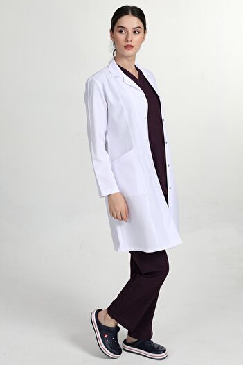 BAŞAK Apron Long Doctor Nurse Teacher Pharmacist Apron (Shirt Collar)