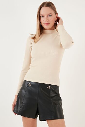 Lela Fitilli Esnek Slim Fit Yarım Balıkçı Yaka Kazak KAZAK 5865344