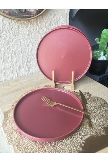 GULHANILE Stackable Matte Claret Red Serving Set 4 Pieces