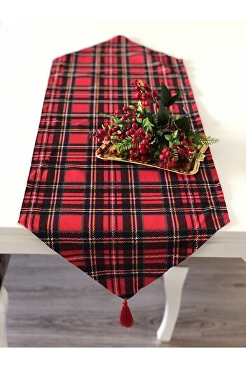 Ayd Home New Year Runner Plaid Pattern Red Christmas New Year Table Tableware Ranır Cloth Newyear 43x135 Cm Plaid