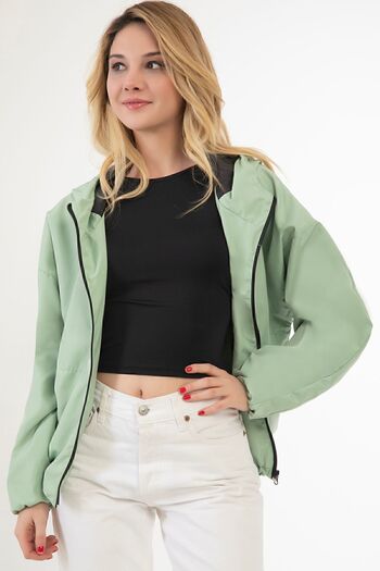 Riverstorm Γυναικείο Water Green Water and Windproof Hooded Oversize Raincoat με τσέπες - Windbreaker