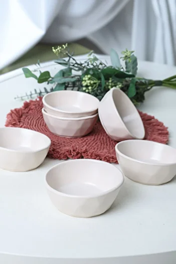 Keramika 12 Cm Matte Cream Crystal Snack Bowl - 6 Pieces 950