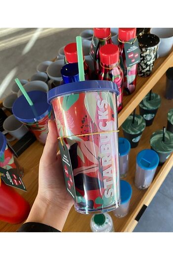Starbucks ® Çok Renkli Çiçekli Soğuk Içecek Bardağı  - 473 ml