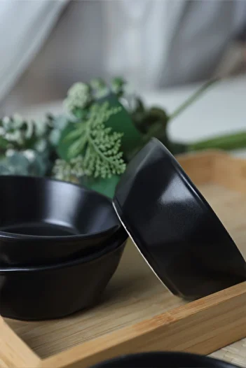 Keramika 12 Cm Matte Black Crystal Snack Bowl - 6 Pieces 956