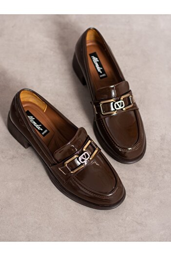 Alemdar Shoes Шкіряні жіночі лофери Rugan Kahve - з застібкою