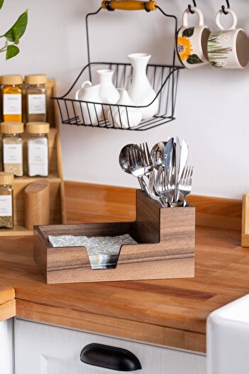 FH finehome Multi-Purpose Fabric Table Top Organizer - Wooden