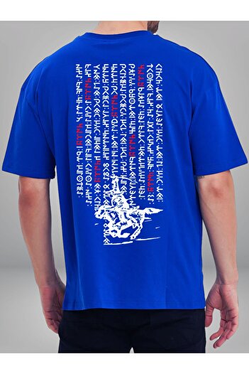 Uniquetex VEK Gokturk Alphabet Patterned - Orhun Inscriptions Printed Oversize T-shirt