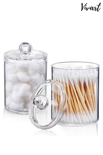 Vivart 2 τμχ Crystal Bathroom Organizer Cotton Buds Cotton Floss Organizer