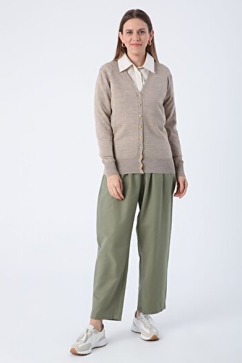 ALLDAY Beige V-Neck Short Knitwear Cardigan