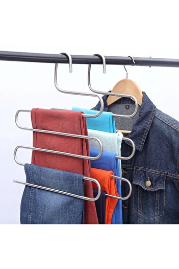 BLUE SİDE 5-Layer Metal Pantalon Scarf Hanger Closet Organizer Trouser Hanger