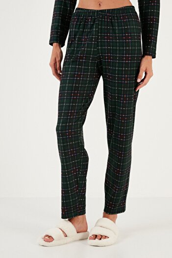Lela Desenli Beli Lastikli Gömlek Yaka Dokuma Pijama Takımı PİJAMA TAKIMI 6095660