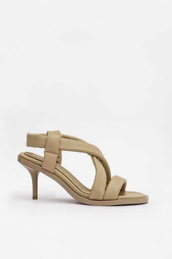 NILUFARR Ellis Cream Genuine Leather Heeled Sandals