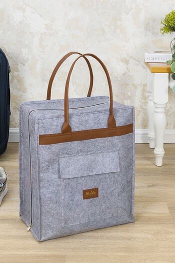 Arma House Travel Bag - Luxury Gray Felt Leather Shoes